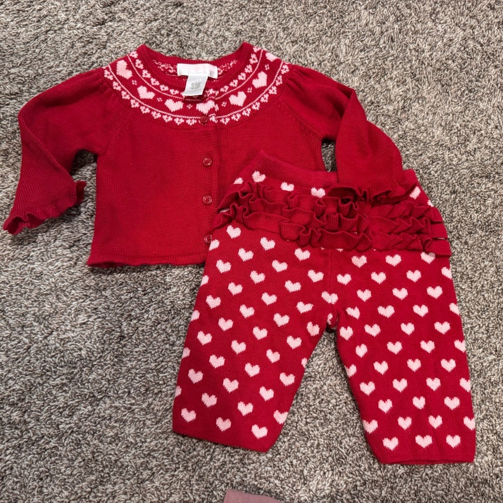 Janie and Jack Red Heart Baby Outfit